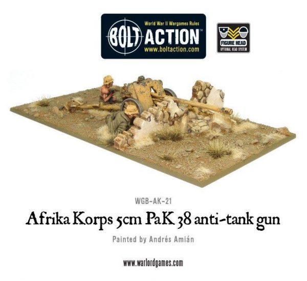 Warlord Games Bolt Action  Germany (BA) Afrika Korps 5cm PaK 38 anti-tank gun - WGB-AK-21 - 5060200849064