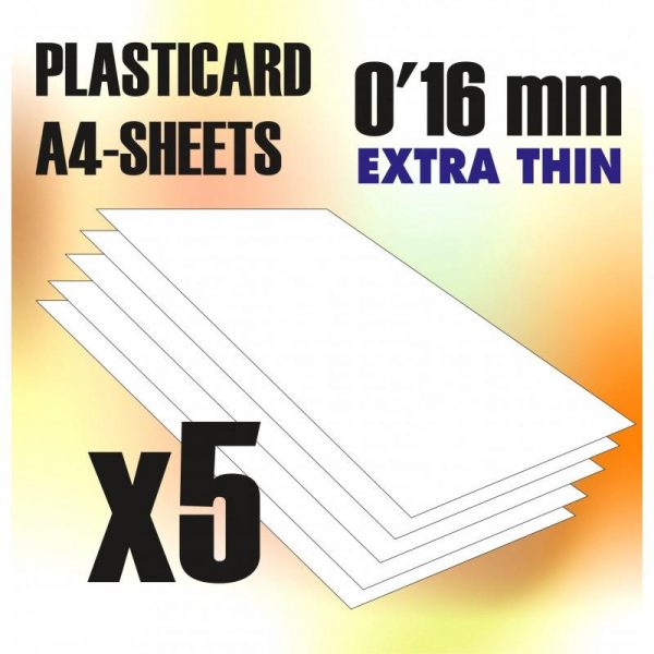Green Stuff World   Plasticard ABS Plasticard A4 - 0,16mm COMBOx5 sheets - 8436554368129ES - 8436554368129
