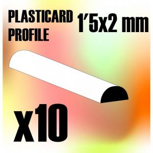 Green Stuff World   Plasticard ABS Plasticard - Profile SEMICIRCLE 2 mm - 8436554367351ES - 8436554367351
