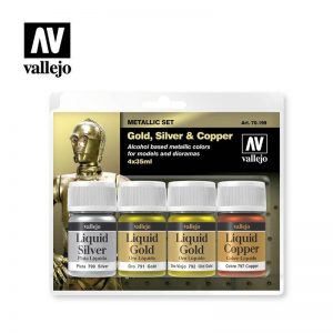 Vallejo   Liquid Gold AV Vallejo Model Color Set - Liquid Gold Set (x4) - VAL70199 - 8429551701990