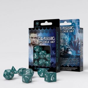 Q-Workshop   Q-Workshop Dice Classic RPG Stormy & white Dice Set (7) - SCLE1A - 5907699493845