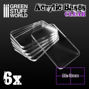 Green Stuff World   Acrylic Bases Acrylic Bases - Square 60x40mm CLEAR - 8436574503975ES - 8436574503975