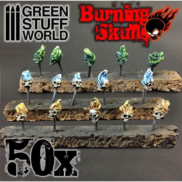 Green Stuff World   Green Stuff World Conversion Parts 50x Resin Burning Skulls - 8436554364985ES - 8436554364985