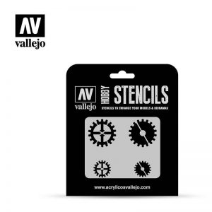 Vallejo   Stencils AV Vallejo Stencils - Gear Marks - VALST-SF001 - 8429551986564