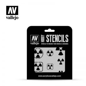 Vallejo   Stencils AV Vallejo Stencils - Radioactivity Signs - VALST-SF005 - 8429551986601