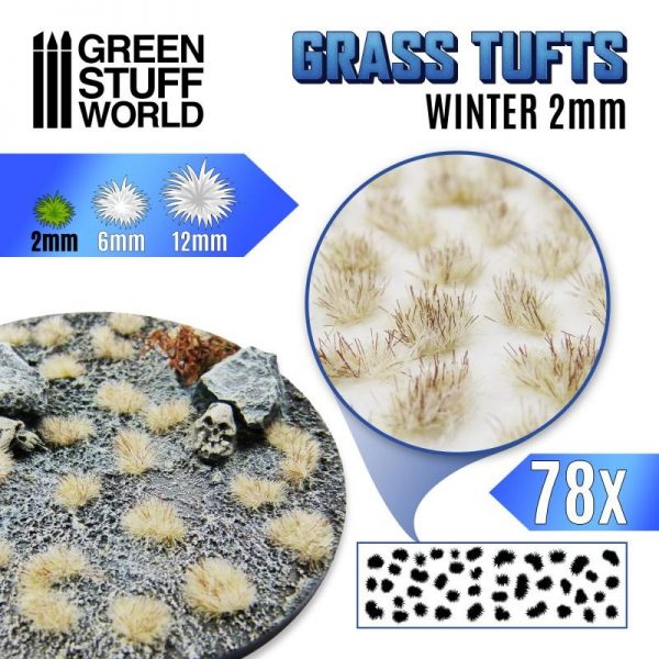 Green Stuff World   Tufts Grass TUFTS - 2mm self-adhesive - White Winter - 8435646504797ES - 8435646504797
