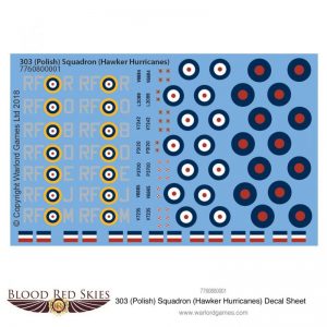 Warlord Games (Direct) Blood Red Skies  Blood Red Skies Blood Red Skies: 303 (Polish) Squadron (Hawker Hurricanes) decal sheet - 7760800001 - 7760800001