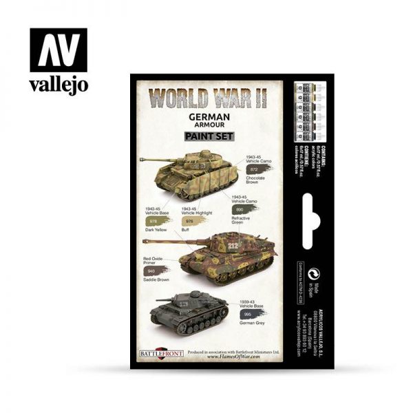 Vallejo   Model Colour AV Vallejo Model Color Set - WWII German Armour (6) - VAL70205 - 8429551702058