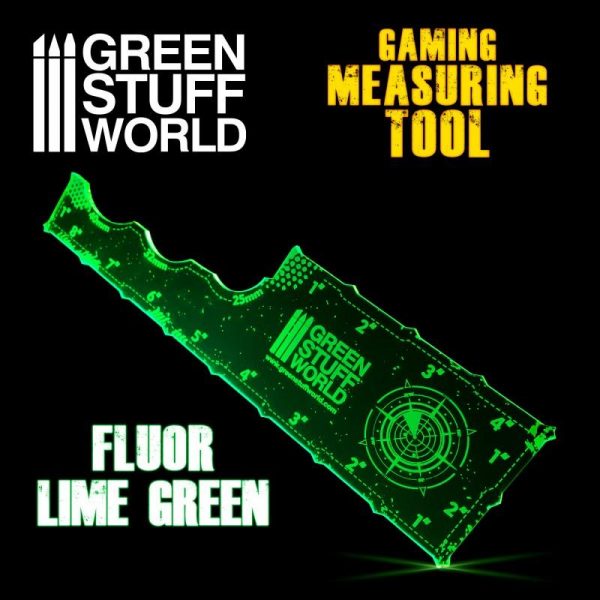 Green Stuff World   Tapes & Measuring Sticks Gaming Measuring Tool - Fluor Lime Green - 8435646500768ES - 8435646500768