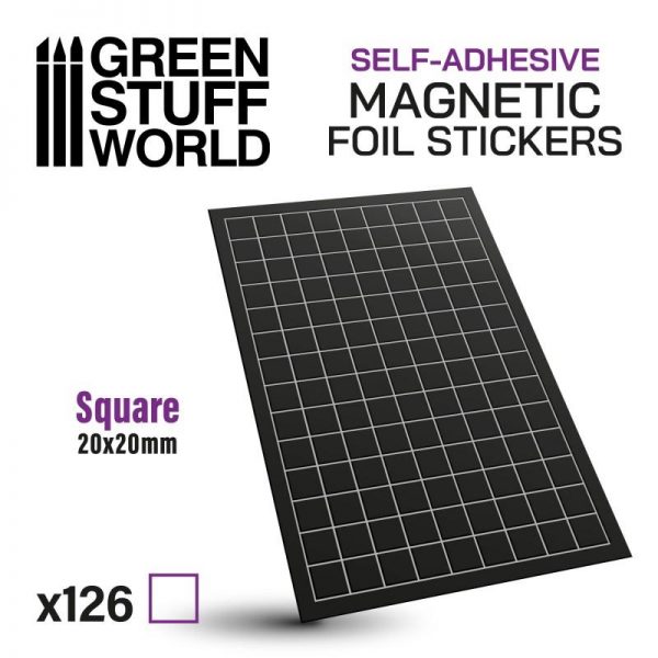 Green Stuff World   Magnets Square Magnetic Sheet SELF-ADHESIVE - 20x20mm - 8435646503486ES - 8435646503486