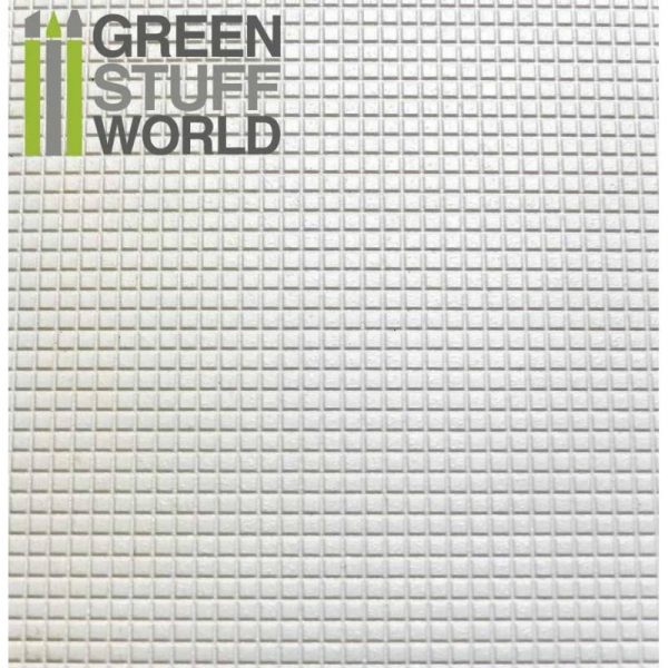 Green Stuff World   Plasticard ABS Plasticard - SMALL SQUARES Textured Sheet - A4 - 8436554361021ES - 8436554361021