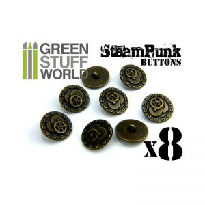Green Stuff World   Costume & Cosplay 8x Steampunk Buttons BOLTS and GEARS - Bronze - 8436554366644ES - 8436554366644