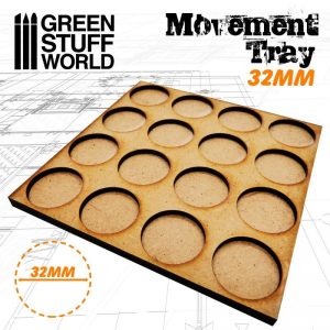 Green Stuff World   Movement Trays MDF Movement Trays 32mm 4x4 -  Skirmish Lines - 8436574502893ES - 8436574502893
