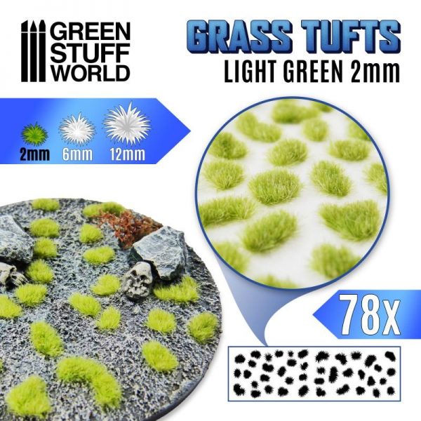 Green Stuff World   Tufts Grass TUFTS - 2mm self-adhesive - Light Green - 8435646504780ES - 8435646504780