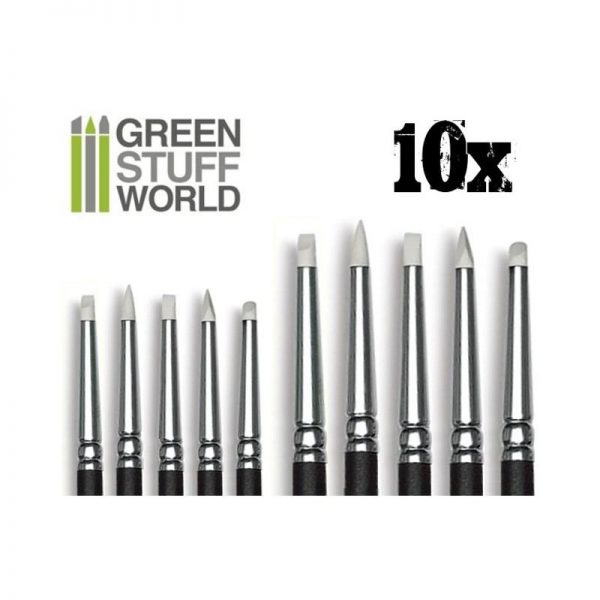 Green Stuff World   Green Stuff World Tools Colour Shapers Brushes  COMBO 0 and 2 - WHITE SOFT - 8436554365081ES - 8436554365081