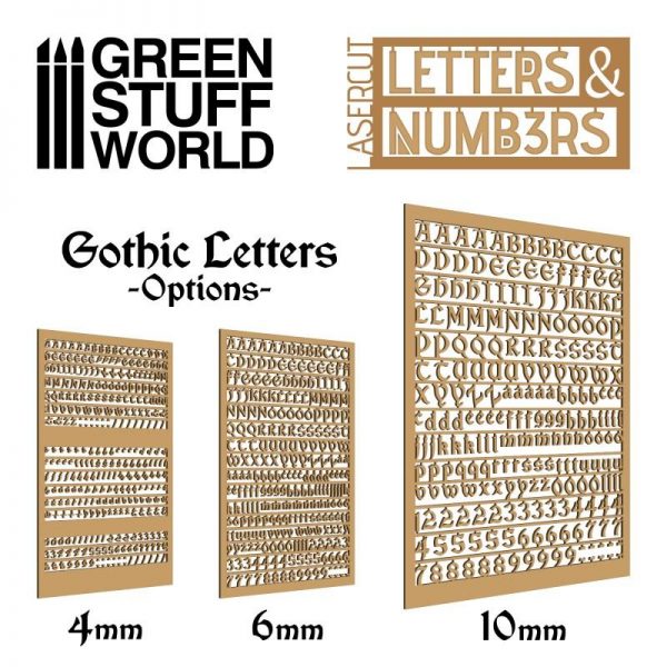 Green Stuff World   Modelling Extras Letters and Numbers 10mm GOTHIC - 8435646501314ES - 8435646501314