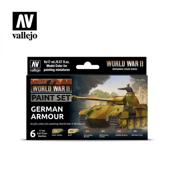 Vallejo   Model Colour AV Vallejo Model Color Set - WWII German Armour (6) - VAL70205 - 8429551702058