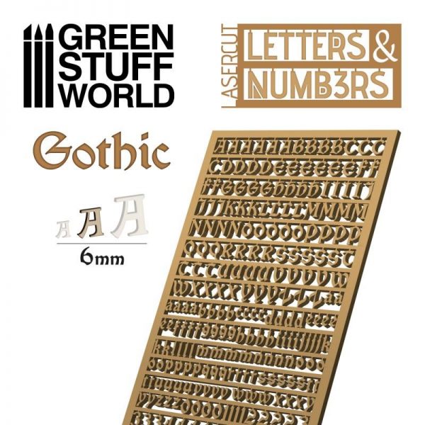 Green Stuff World   Modelling Extras Letters and Numbers 6mm GOTHIC - 8435646501307ES - 8435646501307