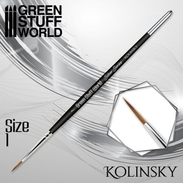 Green Stuff World   Kolinsky Sable Brushes SILVER SERIES Kolinsky Brush - Size 1 - 8436574507133ES - 8436574507133