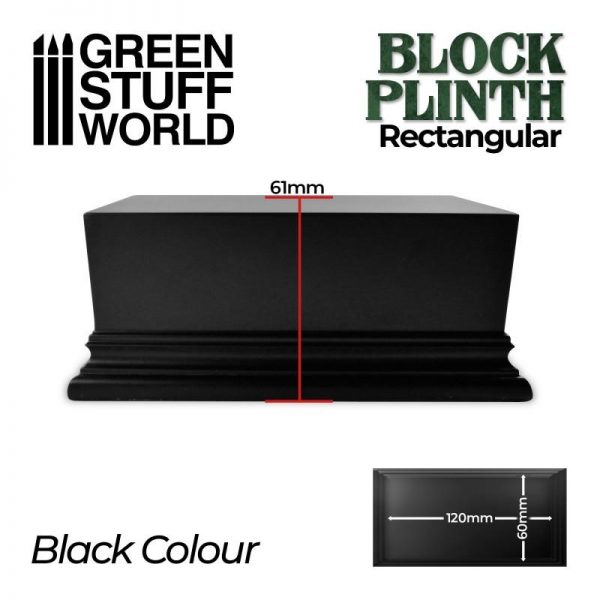 Green Stuff World   Display Plinths Rectangular Top Display Plinth 12x6cm - Black - 8435646500690ES - 8435646500690