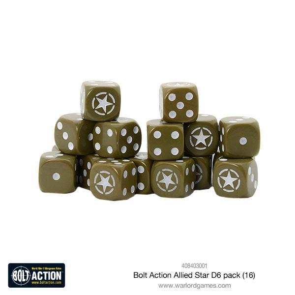 Warlord Games Bolt Action  Bolt Action Books & Accessories Allied Star D6 Dice (16) - 408403001 - 5060393708605