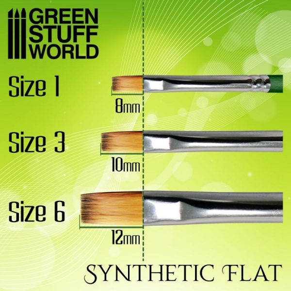 Green Stuff World   Green Stuff World Brushes GREEN SERIES Flat Synthetic Brush Size 1 - 8436574508178ES - 8436574508178