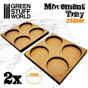 Green Stuff World   Movement Trays MDF Movement Trays 25mm 2x2 -  Skirmish Lines - 8436574502855ES - 8436574502855