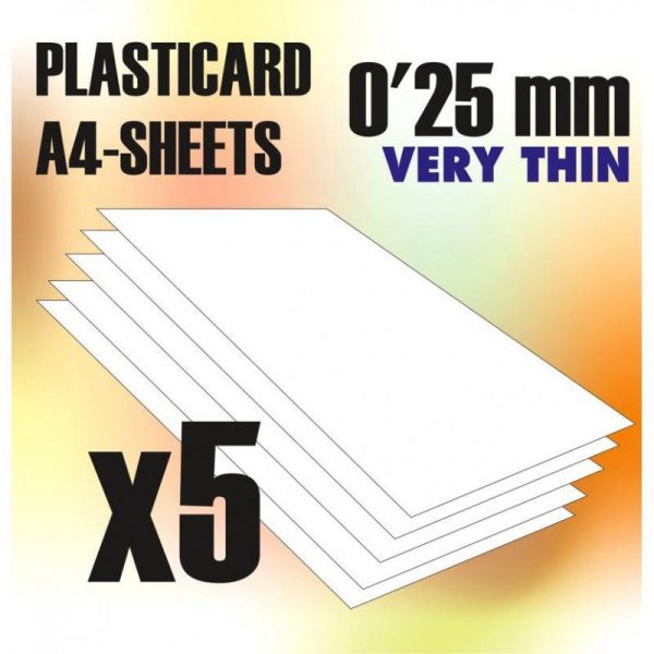 Green Stuff World   Plasticard ABS Plasticard A4 - 0'25 mm COMBOx5 sheets - 8436554368167ES - 8436554368167