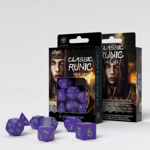 Q-Workshop   RPG / Polyhedral Classic Runic Purple & green Dice Set (7) - SCLR76 - 5907699494224