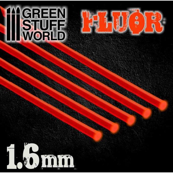 Green Stuff World   Acrylic Rods Acrylic Rods - Round 1.6 mm Fluor RED-ORANGE - 8436554367498ES - 8436554367498