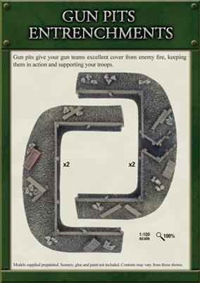Gale Force Nine   Battlefield in a Box Flames of War: Entrenchments Gun Pit Markers - BB118 - 9420020216679