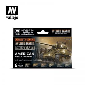 Vallejo   Model Colour AV Vallejo Model Color Set - WWII American Armour&Infantry - VAL70203 - 8429551702034