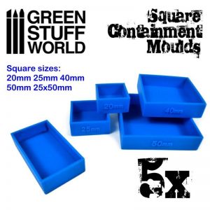 Green Stuff World   Mold Making 5x Containment Moulds for Bases - Square - 8436574505009ES - 8436574505009