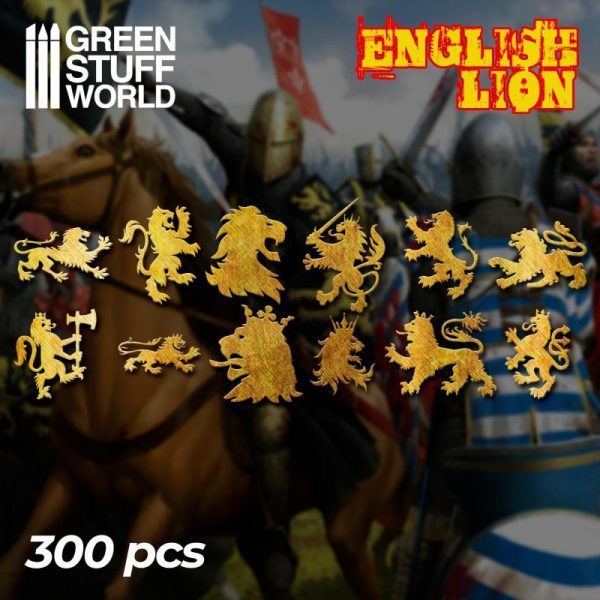 Green Stuff World   Etched Brass Etched Brass English Lion Symbols - 8436574508253ES - 8436574508253