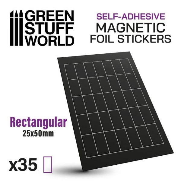 Green Stuff World   Magnets Rectangular Magnetic Sheet SELF-ADHESIVE - 25x50mm - 8435646503585ES - 8435646503585