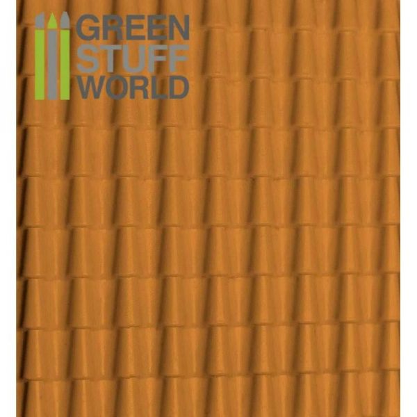 Green Stuff World   Plasticard ABS Plasticard - ROOF TILES Textured Sheet - A4 - 8436554362349ES - 8436554362349
