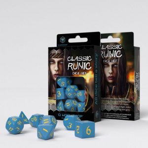 Q-Workshop   RPG / Polyhedral Classic Runic Blue & yellow Dice Set (7) - SCLR2E - 5907699494170
