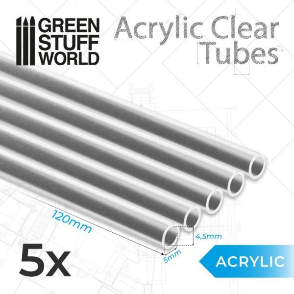 Green Stuff World   Acrylic Rods Acrylic Clear Tubes 5mm - 8435646504643ES - 8435646504643