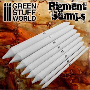 Green Stuff World   Weathering Brushes Set 8x Pigment Blending Stumps - 8436574500493ES - 8436574500493
