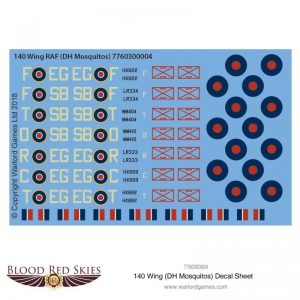 Warlord Games (Direct) Blood Red Skies  Blood Red Skies Blood Red Skies: 140 Wing RAF (DH Mosquitos) decal sheet - 7760300004 -