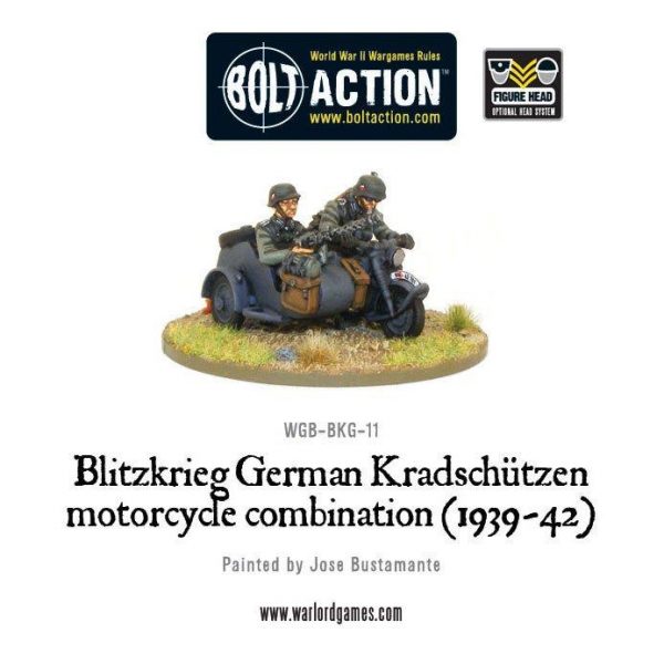 Warlord Games Bolt Action  Germany (BA) Blitzkreig German Kradschutzen Motorcycle Combination - WGB-BKG-11 - 5060200846322