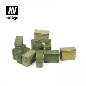 Vallejo   Vallejo Scenics Vallejo Scenics - 1:35 Large Ammo Boxes 12.7mm - VALSC221 - 8429551984911