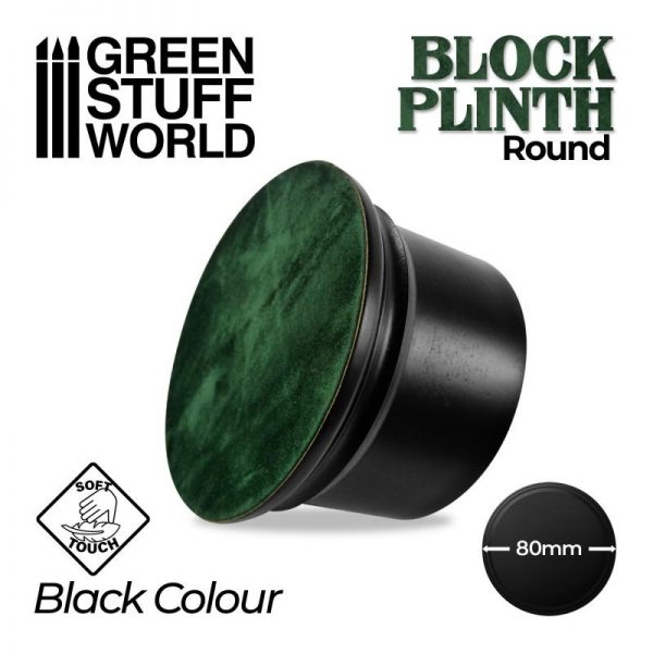 Green Stuff World   Display Plinths Round Block Plinth 8cm - Black - 8435646500621ES - 8435646500621