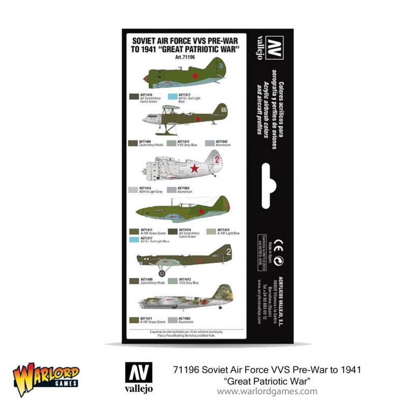 Vallejo Modellfarbe Set „Soviet Air Force VVS 1941–1943“ – 8x 17 Ml Airbrush-Farben Für Historische Modelle