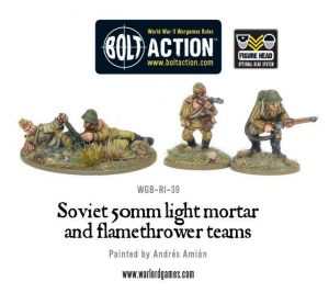 Warlord Games Bolt Action  Soviet Union (BA) Soviet 50mm Light Mortar & Flamethrower teams - WGB-RI-39 - DUPLICATE BARCODE WITH WGN-FR-36?