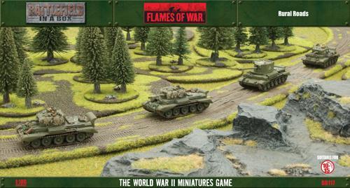 Gale Force Nine   Battlefield in a Box Flames of War: Rural Roads (6 x 1ft roads) - BB117 - 9420020215276