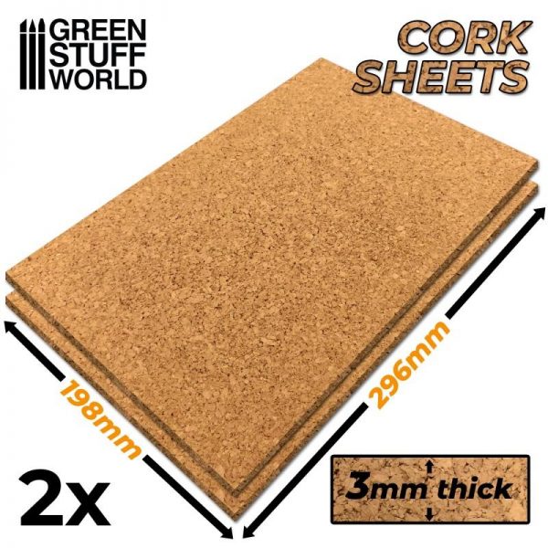Green Stuff World   Cork GSW Cork Sheet in 3mm x2 - 8436574509571ES - 8436574509571