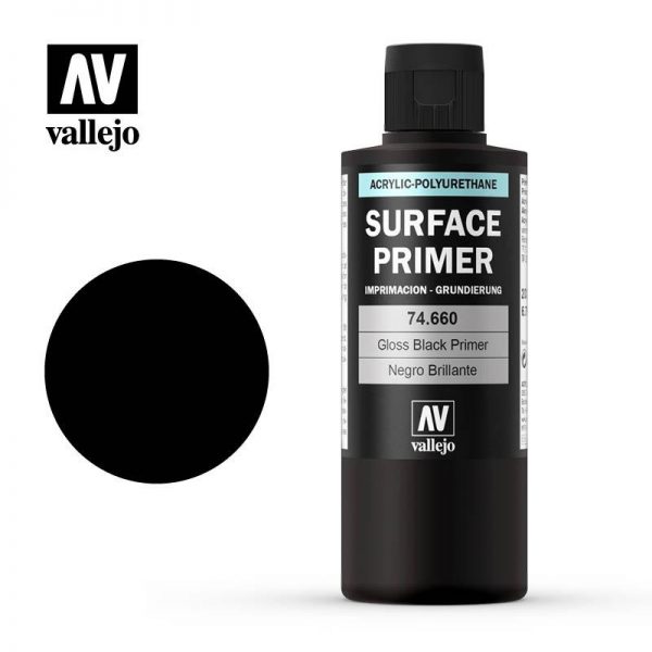 Vallejo   Metal Colour Primer: Gloss Black 200ml - VAL74660 - 8429551746601