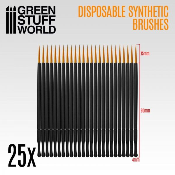 Green Stuff World   Green Stuff World Brushes 25x Disposable Synthetic Brushes - 8436574507782ES - 8436574507782