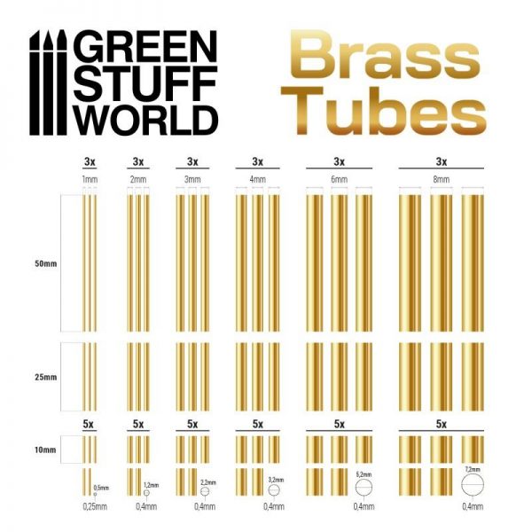 Green Stuff World   Brass Rods Brass Tubes Assortment - 8436574509144ES - 8436574509144